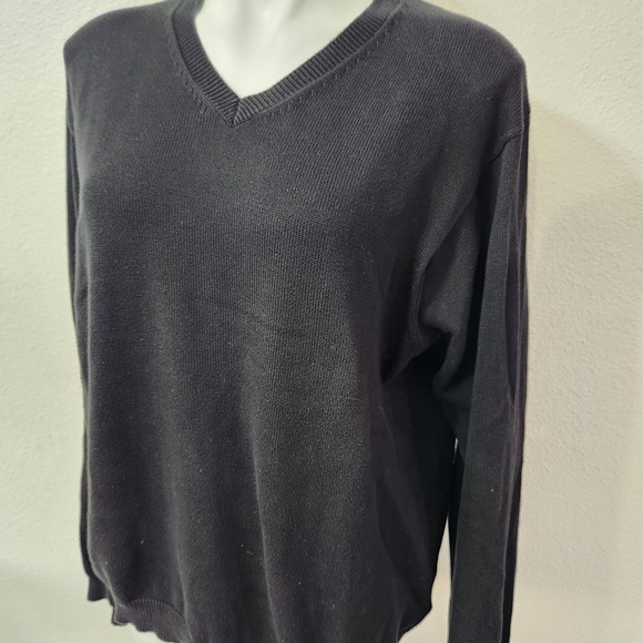 Eddie‎ Bauer Black Pima Cotton Mens V-Neck Sweater Size XL - Picture 5 of 8